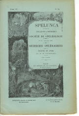 Recherches spéléologiques dans le Jura; 8è campagne - 1905- 1907 - Spelunca  Mémoire n° 50